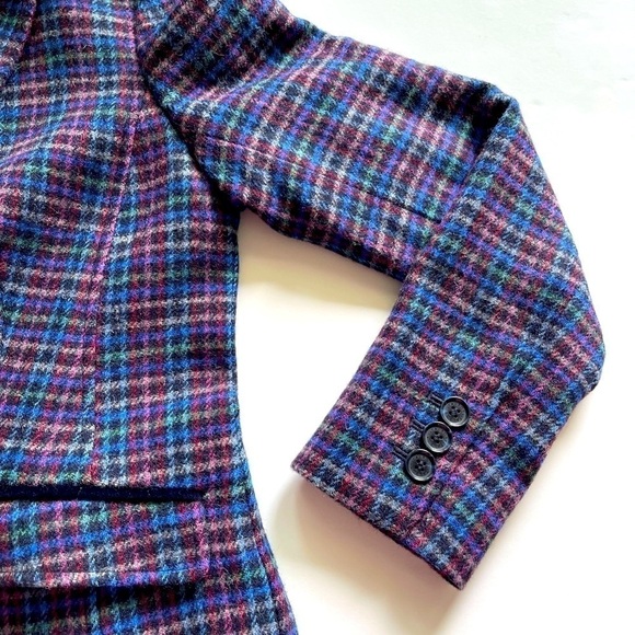 NWT! $150 Talbots Blue Plaid Blazer Jacket Coat Wool Blend, Sz 2 - Picture 2 of 13